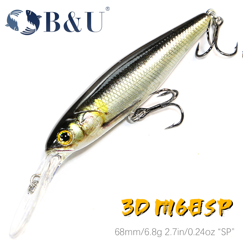 B&U  68mm 3D Printing Shad Sus - Fishing Lure Jerkbait ulasan dan harga